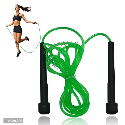 Manogyam Pencil Skipping Rope Designed for Comfortable Handle Skipping Rope for Workout and Fitness Training for Men Women and Kids (Green)-thumb0