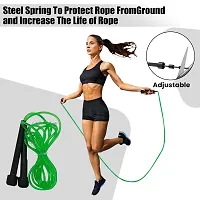 Manogyam Pencil Skipping Rope Designed for Comfortable Handle Skipping Rope for Workout and Fitness Training for Men Women and Kids (Green)-thumb1