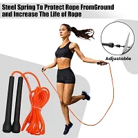 Manogyam Pencil Skipping Rope Designed for Comfortable Handle Skipping Rope for Workout and Fitness Training for Men Women and Kids (Orange)-thumb1