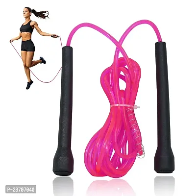 Manogyam Pencil Skipping Rope Designed for Comfortable Handle Skipping Rope for Workout and Fitness Training for Men Women and Kids (Pink)-thumb0
