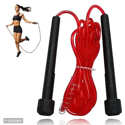Manogyam Pencil Skipping Rope Designed for Comfortable Handle Skipping Rope for Workout and Fitness Training for Men Women and Kids (Red)-thumb0