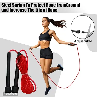 Manogyam Pencil Skipping Rope Designed for Comfortable Handle Skipping Rope for Workout and Fitness Training for Men Women and Kids (Red)-thumb2