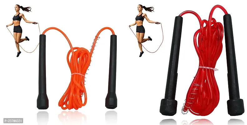 Manogyam Pencil Skipping Rope Designed for Comfortable Handle Skipping Rope for Workout and Fitness Training for Men Women  Kids (Orange  Red)