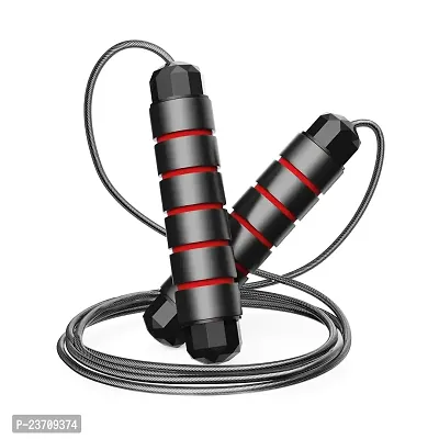 Manogyam Skipping Rope for Men, Women  Children Jump Rope for Exercise Workout  Weight Loss - Tangle Free Jumping Rope for Kids (Black  Red)-thumb0