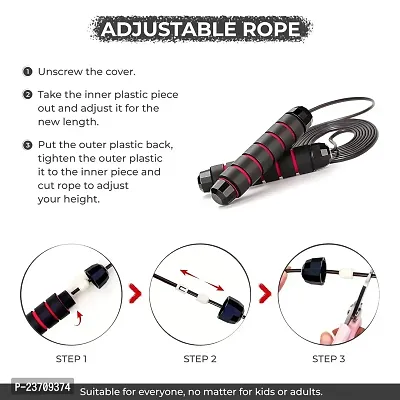 Manogyam Skipping Rope for Men, Women  Children Jump Rope for Exercise Workout  Weight Loss - Tangle Free Jumping Rope for Kids (Black  Red)-thumb2