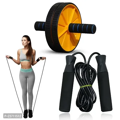 MANOGYAM Ab Roller  Skipping Rope | Ab Exerciser | Abdominal Exerciser for Abs Workout | Ab Roller Wheel for Home Gym | Ab Roller for Men and Women-thumb0