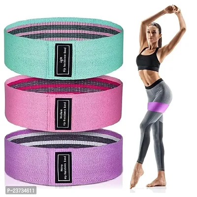 Manogyam Hip Band, Loop Band, Resistance Band for Men  Women, Squat Bands for Butt, Legs, Thigh, Hip and Glute Exercise (Set of 3)-thumb0