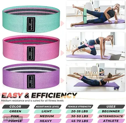 Manogyam Hip Band, Loop Band, Resistance Band for Men  Women, Squat Bands for Butt, Legs, Thigh, Hip and Glute Exercise (Set of 3)-thumb2