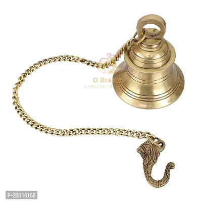 D Brasso Brass Hanging Bell with Chain, Ghanti for Pooja, Ghanti for Home Temple (Golden Antique, Standard, 850 Grams).