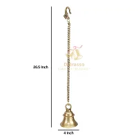 D Brasso Brass Hanging Bell with Chain, Ghanti for Pooja, Ghanti for Home Temple (Golden Antique, Standard, 850 Grams).-thumb1