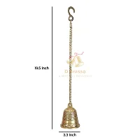 D Brasso Brass Ethnic Indian Handcrafted Brass Temple Hanging Bell with Chain Home Decor, Wall Decor, Ghanti for Pooja (Standard, Antique Golden, 820 Grams, Pack of 1).-thumb1