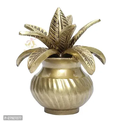 D Brasso 5 Inches Brass Mangal Kalash with Coconut Showpiece, Kalash for Pooja (Standard, 800Grams, Pack of 1).