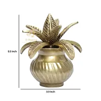 D Brasso 5 Inches Brass Mangal Kalash with Coconut Showpiece, Kalash for Pooja (Standard, 800Grams, Pack of 1).-thumb1