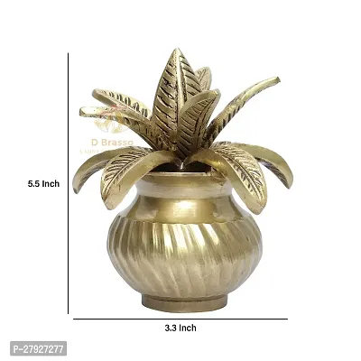 D Brasso 5 Inches Brass Mangal Kalash with Coconut Showpiece, Kalash for Pooja (Standard, 800Grams, Pack of 1).-thumb2