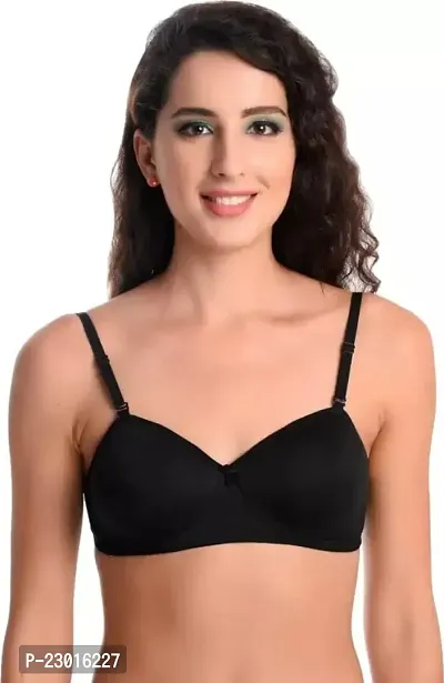 Stylish Black Cotton Solid Bras For Women-thumb0