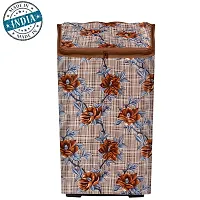 Washable  Dustproof Top Load Fully Automatic Washing Machine Cover With Zip Enclosure Suitable For 5kg to 8kg All Brands (Color-Floral Brown, Size-23x23x35 Inches)-thumb2