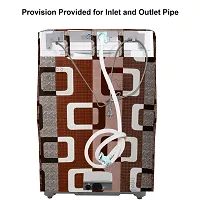 Washable  Dustproof Top Load Fully Automatic Washing Machine Cover With Zip Enclosure Suitable For 5kg to 8kg All Brands (Color-Geometric Brown, Size-23x23x35 Inches)-thumb1