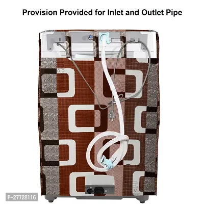 Washable  Dustproof Top Load Fully Automatic Washing Machine Cover With Zip Enclosure Suitable For 5kg to 8kg All Brands (Color-Geometric Brown, Size-23x23x35 Inches)-thumb2