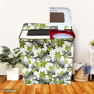 Washable  Dustproof Semi Automatic Washing Machine Cover With Zip Enclosure Suitable For 5kg to 8kg All Brands (Color-Floral Green, Size-33x22x37 Inches)-thumb0