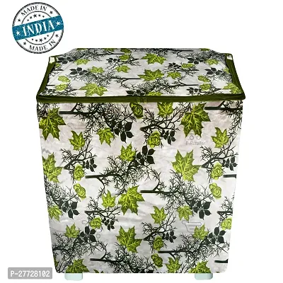 Washable  Dustproof Semi Automatic Washing Machine Cover With Zip Enclosure Suitable For 5kg to 8kg All Brands (Color-Floral Green, Size-33x22x37 Inches)-thumb3