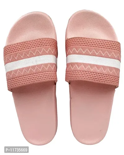 Elegant Fly Knit ZigZag Pink Flip Flops For Women-thumb2