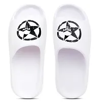 Stylish Zig Zag Skull White Sliders For Men-thumb2