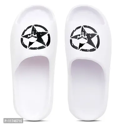 Stylish Zig Zag Skull White Sliders For Men-thumb3