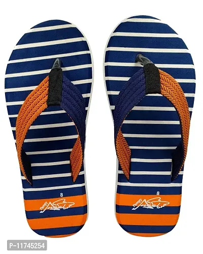 Stylish V 11 Stripes Orange Sliders For Men-thumb2