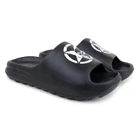 Stylish Zig Zag Skull Black Sliders For Men-thumb1