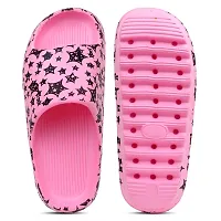 Trendy Elegant Zig Zag Full Stars Pink Flip Flops For Women-thumb1