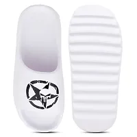 Stylish Zig Zag Skull White Sliders For Men-thumb3