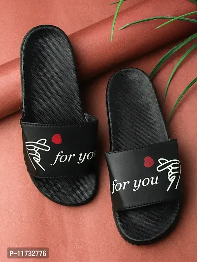 Elegant Love Black Flip Flops For Women