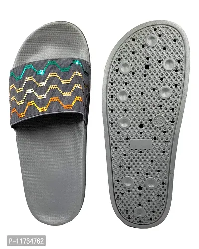 Elegant Fly Knit Wave Grey Flip Flops For Women-thumb4