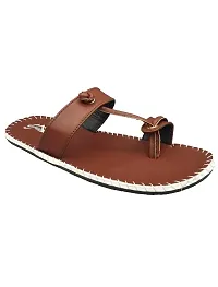 Pampy Angel KV 005 Men's Flip Flops Slides Back Open Household Comfortable Slippers Brown,7 (UK India)-thumb2