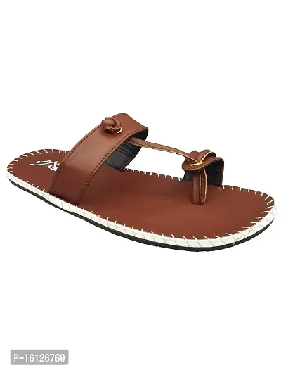 Pampy Angel KV 005 Men's Flip Flops Slides Back Open Household Comfortable Slippers Brown,7 (UK India)-thumb3