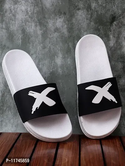 Stylish X White Sliders For Men-thumb0