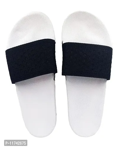 Stylish Fly Knit Blocks White Sliders For Men-thumb2