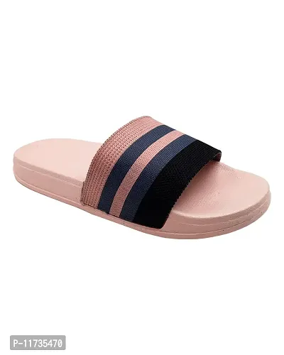 Elegant Fly Knit Stripes Pink Flip Flops For Women-thumb4