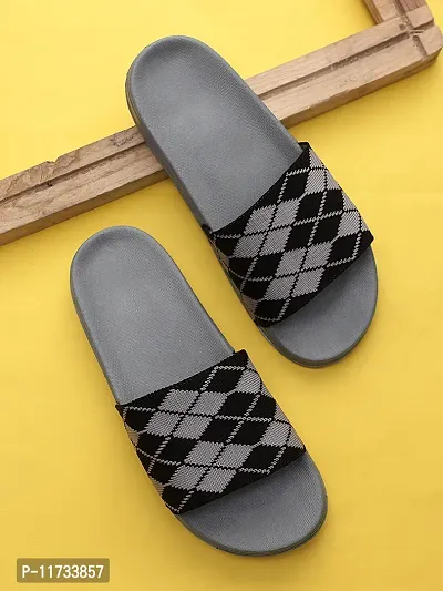 Elegant Fly Knit 4Square Grey Flip Flops For Women