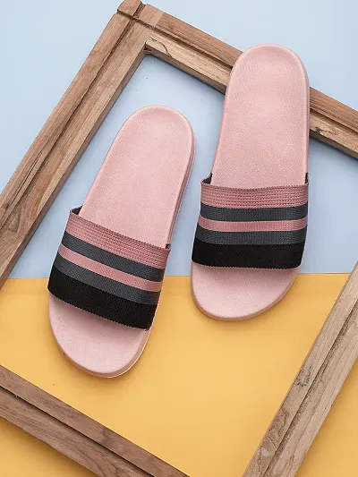 Elegant Fly Knit Stripes Flip Flops For Women