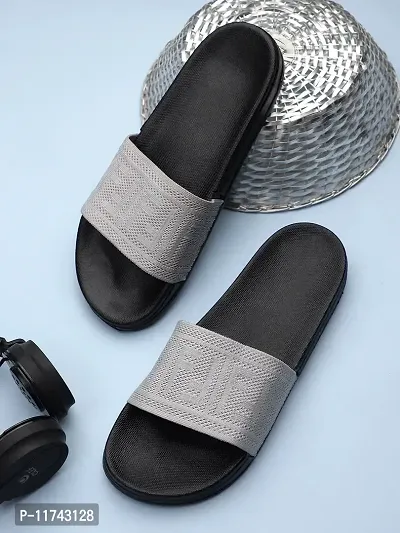 Stylish Fly Knit F Grey Sliders For Men