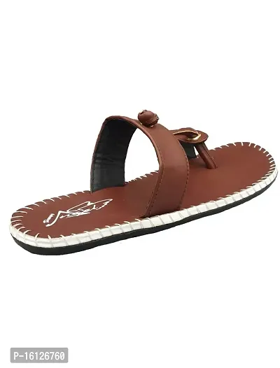 Pampy Angel KV 005 Men's Flip Flops Slides Back Open Household Comfortable Slippers Brown,7 (UK India)-thumb5