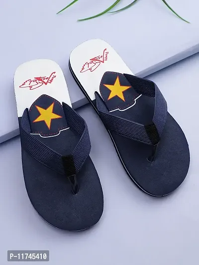 Stylish V Star Blue Sliders For Men-thumb0