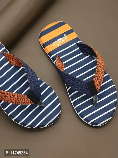 Stylish V 11 Stripes Orange Sliders For Men