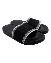 Elegant Fly Knit Jhumroo Black Flip Flops For Women-thumb1