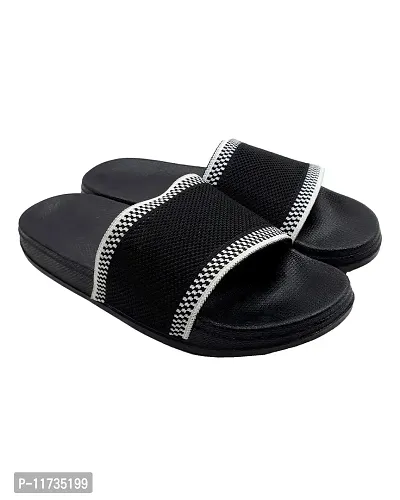 Elegant Fly Knit Jhumroo Black Flip Flops For Women-thumb2