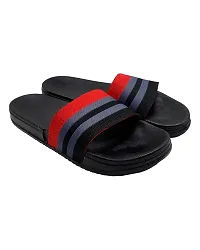 Stylish Fly Knit Stripes Black Sliders For Men-thumb3