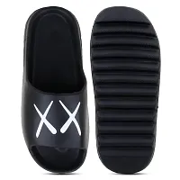 Stylish Zig Zag Double X Black Sliders For Men-thumb3