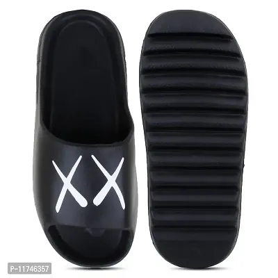 Stylish Zig Zag Double X Black Sliders For Men-thumb4