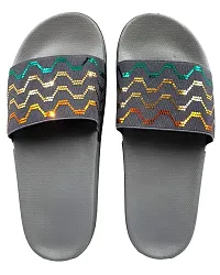 Elegant Fly Knit Wave Grey Flip Flops For Women-thumb1